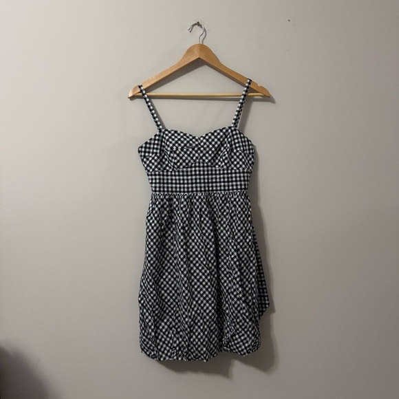 NWT J. Crew Bubble A Line Dress Black White Gingham Sleeveless Bow Cotton - Picture 2 of 16